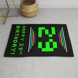 [ Thumbnail: 29th Birthday - Nerdy Geeky Pixelated 8-Bit Computing Graphics Inspired Look Rug ]