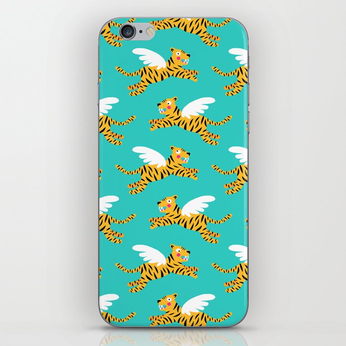 Cute teal flying tigers iPhone Skin
