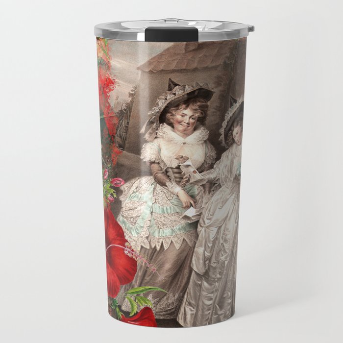 Shakespeare and Roses Vintage Collage Travel Mug