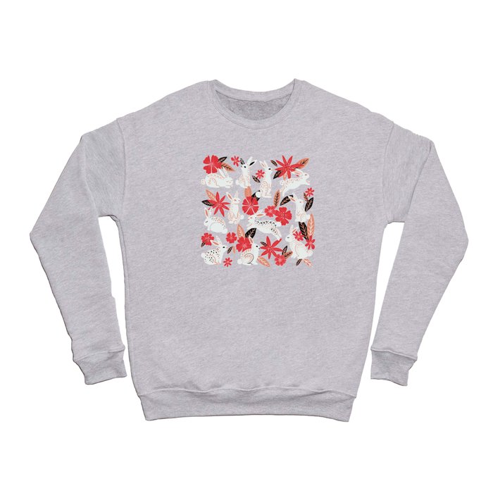 Bunnies & Blooms – Pink & Black Crewneck Sweatshirt