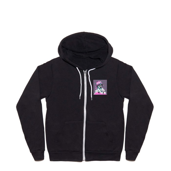 Aesthetic Vaporwave Anime Girl Full Zip Hoodie