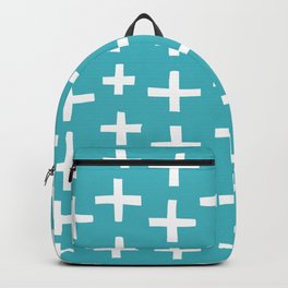 Abstract Cross Pattern Turquoise Backpack