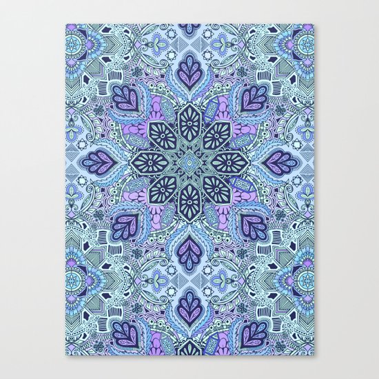 Navy Blue, Mint and Purple Boho Pattern Canvas Print