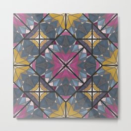 Mexican Tile Pattern Yellow Pink Metal Print