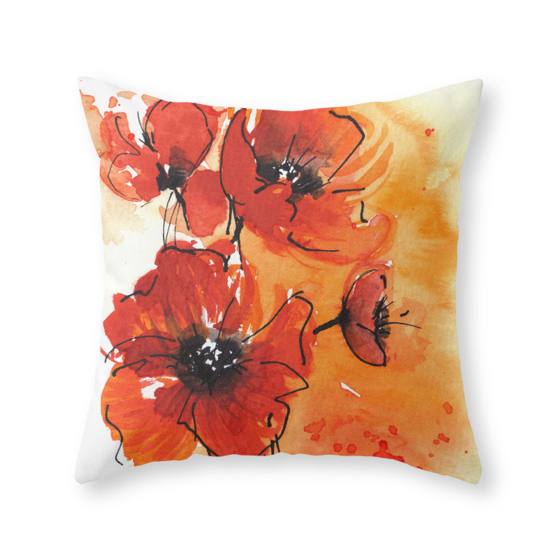 Society6Red Poppy Flowers Watercolor Watercolor Red Body Pillow | Zazzle