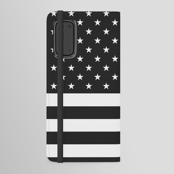 American Flag Stars and Stripes Black White Android Wallet Case