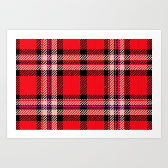 Argyle Fabric Plaid Pattern Red and Black Colors Art Print