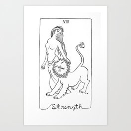 Vintage Tarot Card Strength Leo 8 Art Print