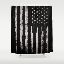 White Grunge American flag Shower Curtain