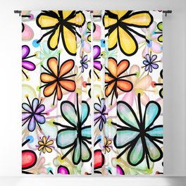 Doodle Daisy Flower Pattern 14 Blackout Curtain