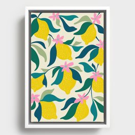 Summer Lemons pattern Framed Canvas