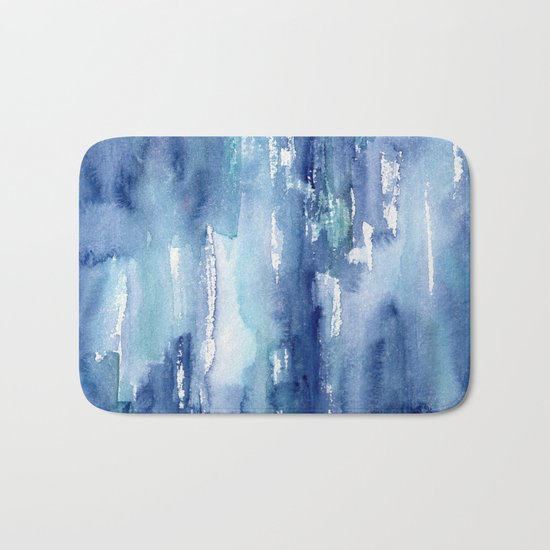 Blue vibes #2 || watercolor Bath Mat