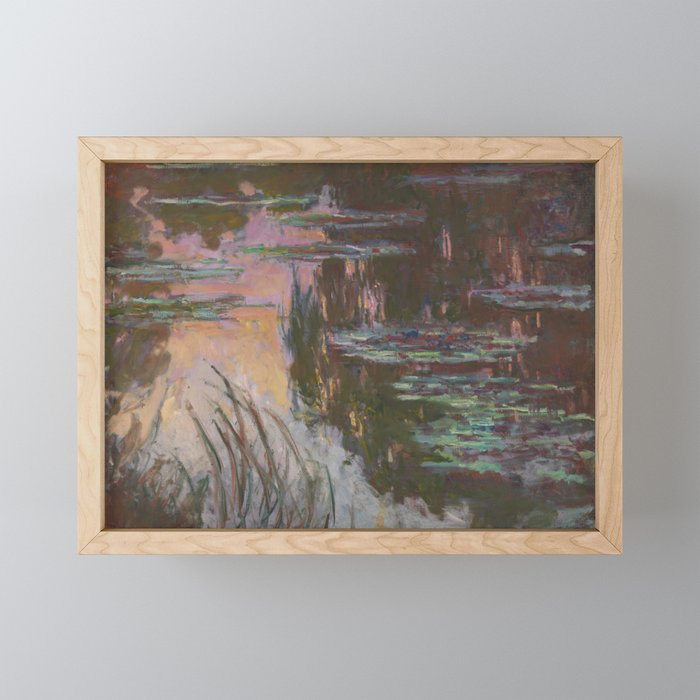 Water-Lilies, Setting Sun by Claude Monet Framed Mini Art Print