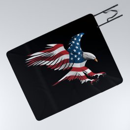 Patriotic Flying American Flag Eagle Picnic Blanket