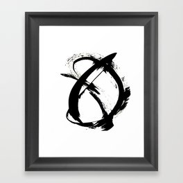 Brushstroke 7: a minimal, abstract, black and white piece Framed Art Print