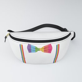 Rainbow Bow Tie With Suspenders Funny LGTBQ Gift Fanny Pack