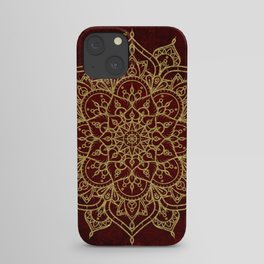 Deep Red & Gold Mandala iPhone Case