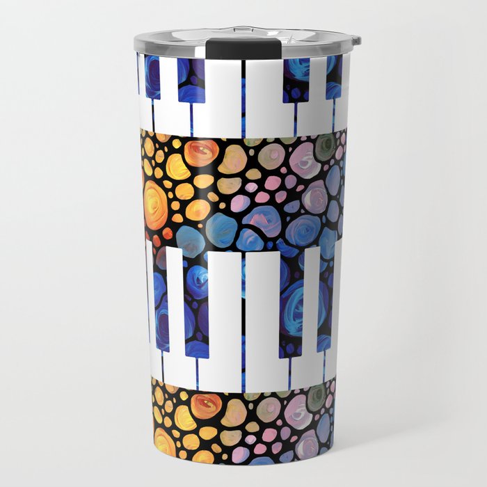 Whimsical Mosaic Music Art - Colorful Piano Travel Mug