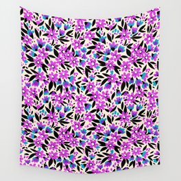 10 Pretty pattern in small flower. Small purple flowers. White background. Wall Tapestry