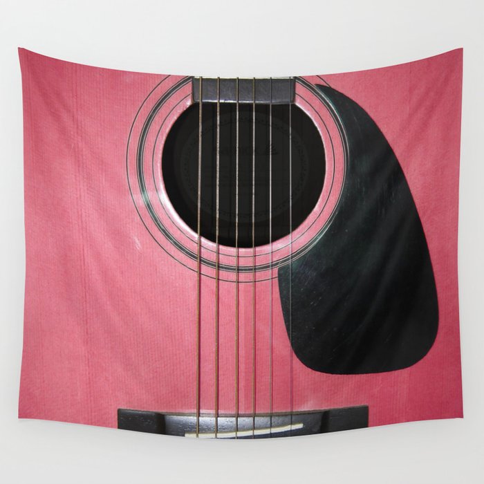 Pink Guitar Wall Tapestry