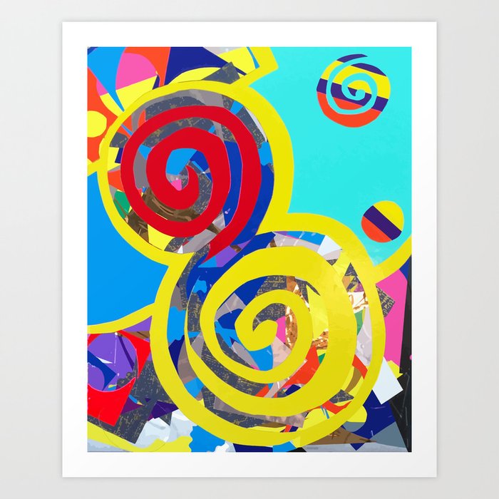 Aqua Swirling Colortime Explosion Art Print