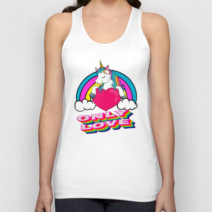 Cute Unicorn Holding A Red Heart – Valentine's Day Gift Tank Top