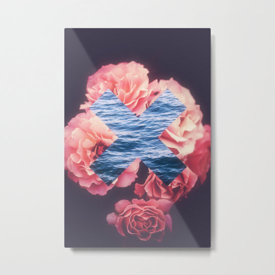 flowers - roses - ocean - waves Metal Print