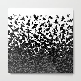 Raven Crow Flying Birds Abstract Goth Halloween Pattern Metal Print
