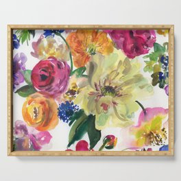 yellow peony in bouquet Serving Tray