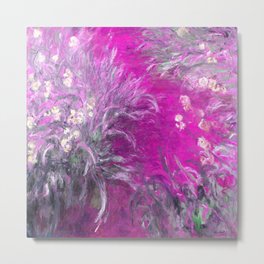 The Path through the Irises floral iris landscape painting by Claude Monet in alternate lavender pink Metal Print