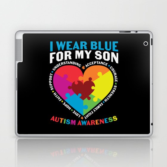 I Wear Blue For My Son Autism Awareness Laptop & iPad Skin