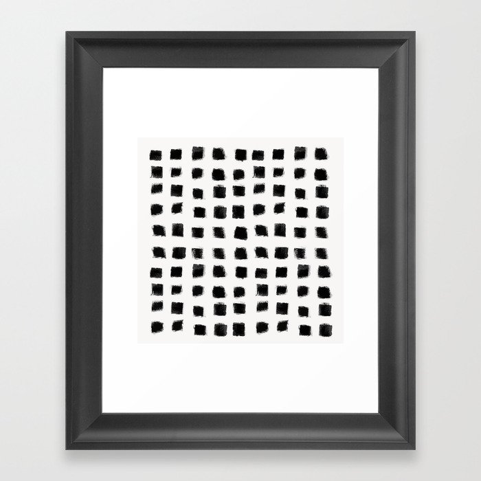 form blocs | polka strokes narrow | black on off white  Framed Art Print