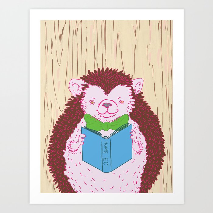 Grab a Book - Home Economics - Hedgehog Love Art Print
