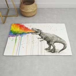 T-Rex Dinosaur Vomits Rainbow Rug
