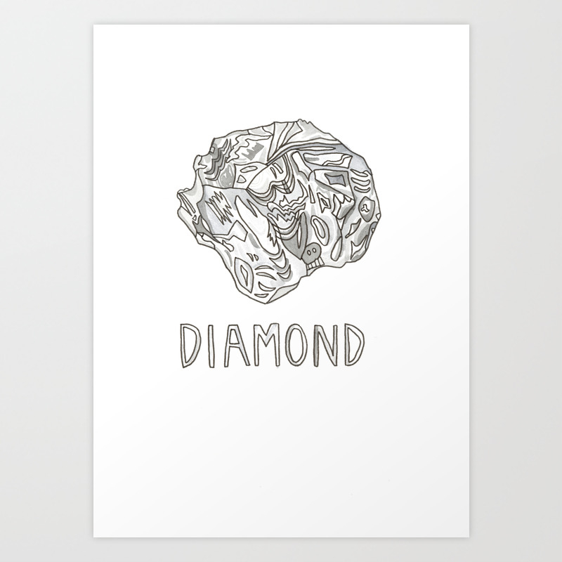 Raw Natural Diamond Gemstone April Birthstone Watercolor Painting Illustration Art Print By Dumptruckbk Society6
