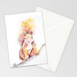 Red Squirrel Watercolor Stationery Card