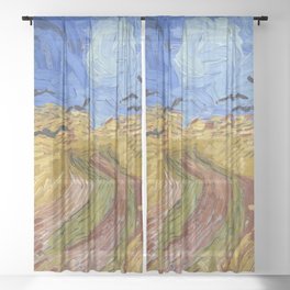 Wheatfield with Crows Sheer Curtain