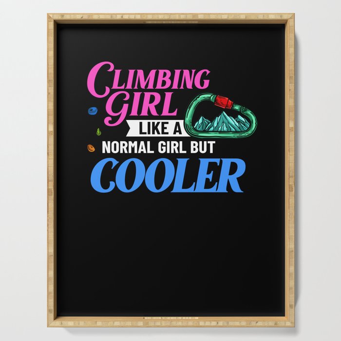 Rock Climbing Women Indoor Bouldering Girl Wall Serving Tray