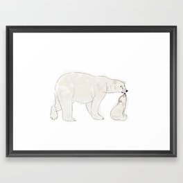 Polar Bear Mom & Cub Framed Art Print