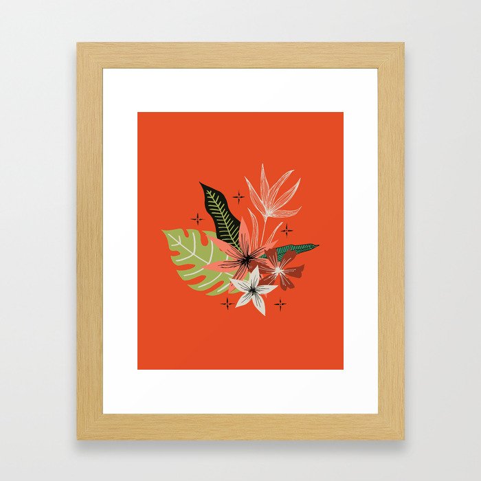 tropical bouquet on orange Framed Art Print