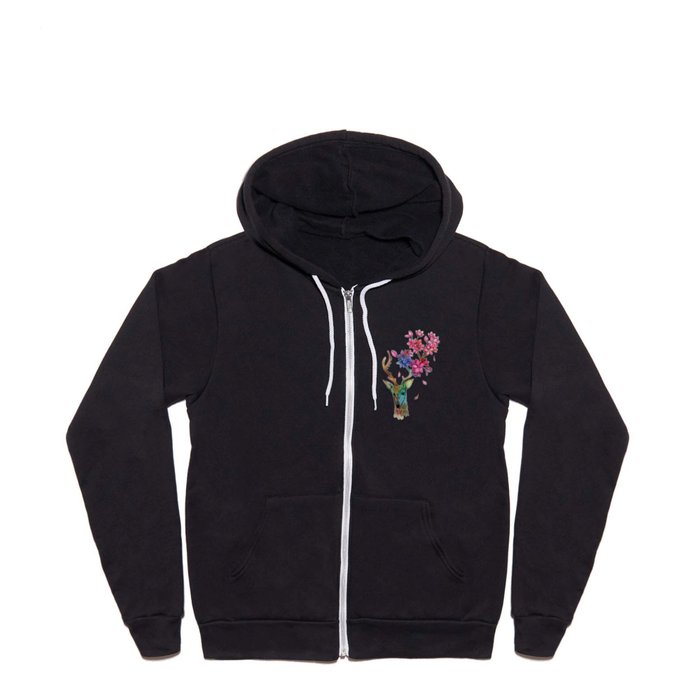 A deer with cherryblossom Full Zip Hoodie