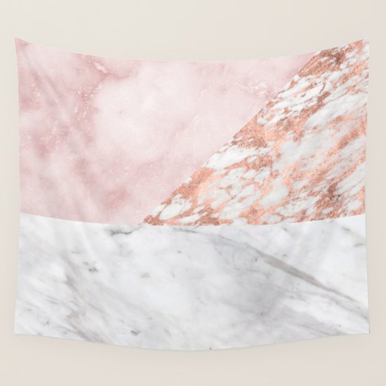 Mixed pinks rose gold marble Wall Tapestry by marbleco | Society6