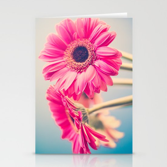 Acid Tongue, Pink Flower on Blue Stationery Cards