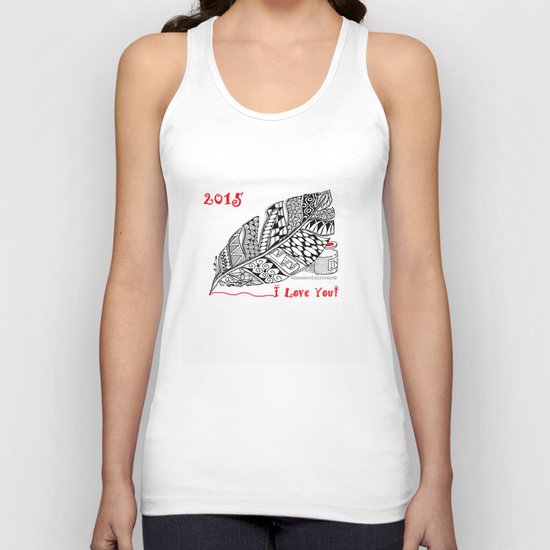 I love you 2015 Zentangle Illustration Unisex Tank Top