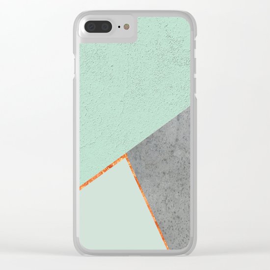 MINT COPPER GRAY GEOMETRIC PATTERN Clear iPhone Case