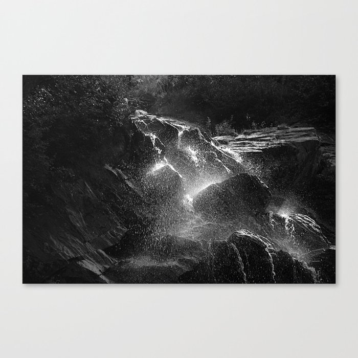 Scenic Alpine Waterfalls on Rocks Canvas Print
