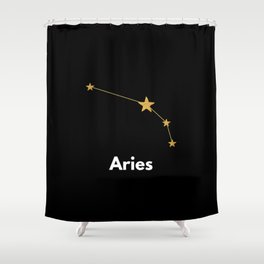 Aries, Aries Zodiac, Black Shower Curtain