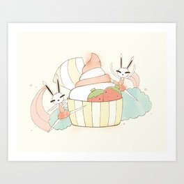 Bunny In Tutu: frozen yoghurt Art Print