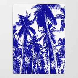 Palm Trees Design in Blue and White Poster