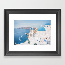 Cliffside in Santorini Framed Art Print
